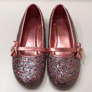 Hello Kitty girl flats, multi color glitter size 4